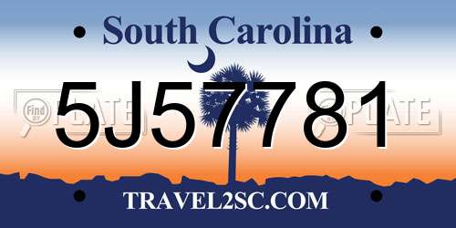 5J57781 South Carolina License Plate