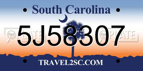 5J58307 South Carolina License Plate