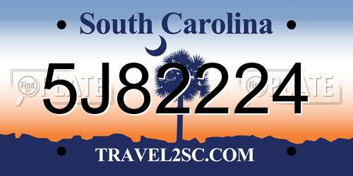 5J82224 South Carolina License Plate