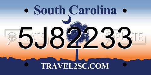 5J82233 South Carolina License Plate