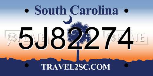 5J82274 South Carolina License Plate