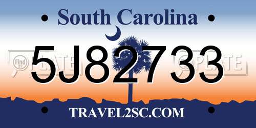 5J82733 South Carolina License Plate