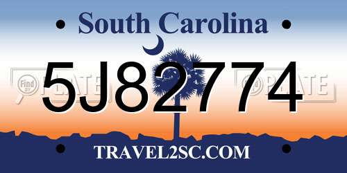 5J82774 South Carolina License Plate