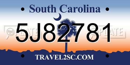5J82781 South Carolina License Plate