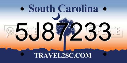 5J87233 South Carolina License Plate