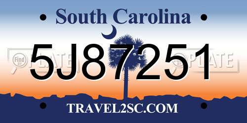 5J87251 South Carolina License Plate