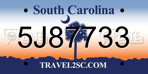 5J87733 South Carolina License Plate