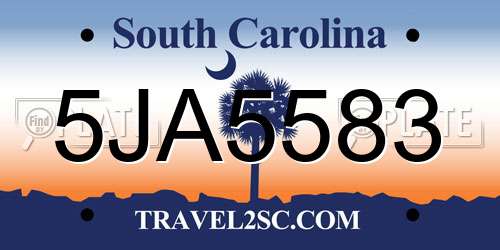 5JA5583 South Carolina License Plate