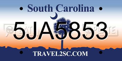 5JA5853 South Carolina License Plate