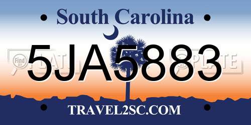 5JA5883 South Carolina License Plate