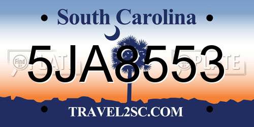 5JA8553 South Carolina License Plate