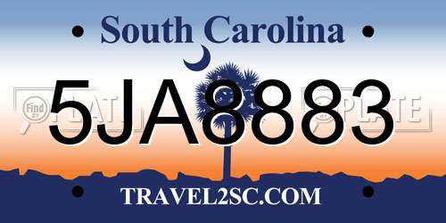 5JA8883 South Carolina License Plate
