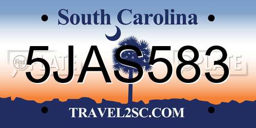 5JAS583 South Carolina License Plate