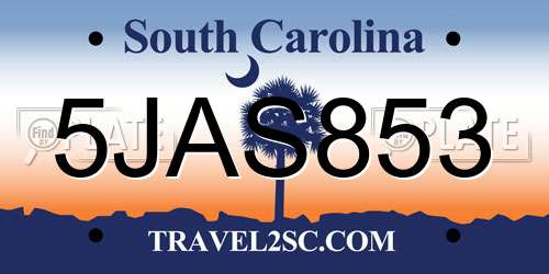 5JAS853 South Carolina License Plate