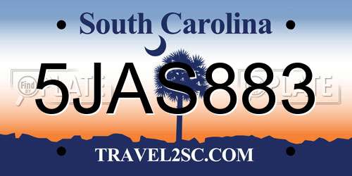 5JAS883 South Carolina License Plate