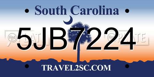 5JB7224 South Carolina License Plate