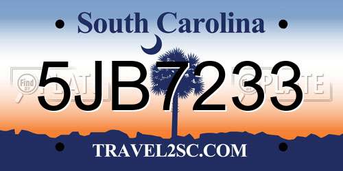 5JB7233 South Carolina License Plate