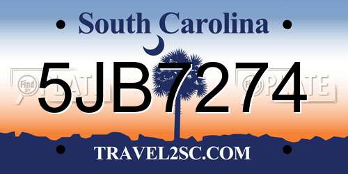 5JB7274 South Carolina License Plate