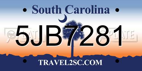 5JB7281 South Carolina License Plate