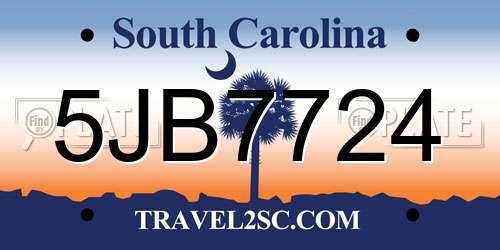 5JB7724 South Carolina License Plate