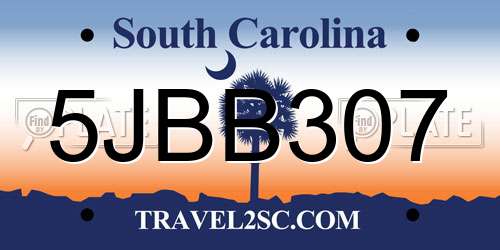 5JBB307 South Carolina License Plate
