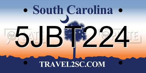 5JBT224 South Carolina License Plate