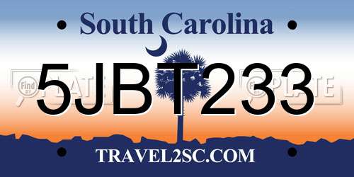 5JBT233 South Carolina License Plate