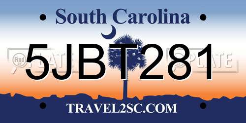 5JBT281 South Carolina License Plate