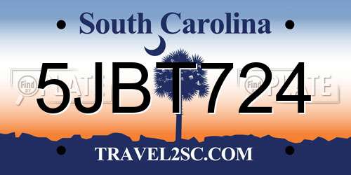 5JBT724 South Carolina License Plate