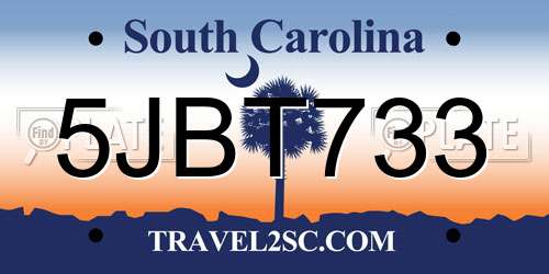 5JBT733 South Carolina License Plate