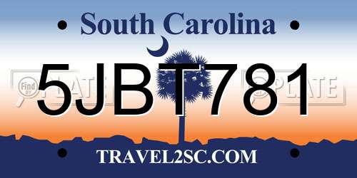 5JBT781 South Carolina License Plate
