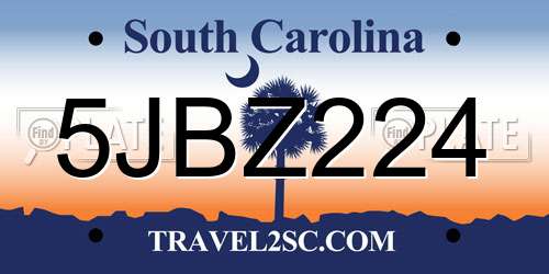 5JBZ224 South Carolina License Plate