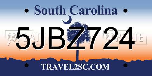 5JBZ724 South Carolina License Plate