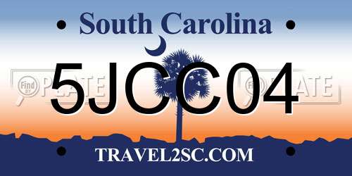 5JCC04 South Carolina License Plate