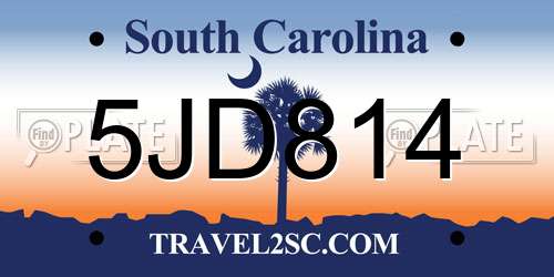 5JD814 South Carolina License Plate