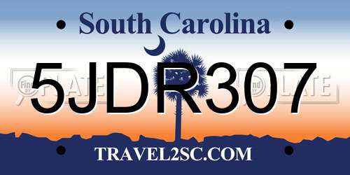 5JDR307 South Carolina License Plate