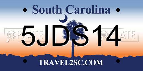 5JDS14 South Carolina License Plate