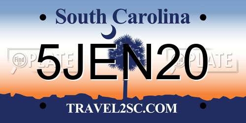 5JEN20 South Carolina License Plate