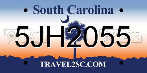 5JH2055 South Carolina License Plate