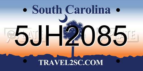 5JH2085 South Carolina License Plate
