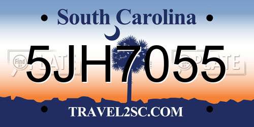 5JH7055 South Carolina License Plate
