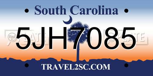 5JH7085 South Carolina License Plate