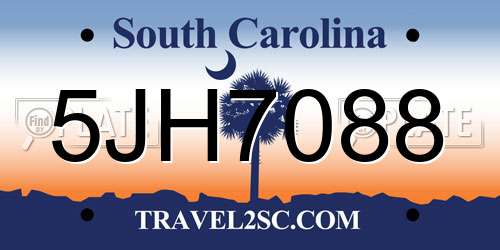 5JH7088 South Carolina License Plate