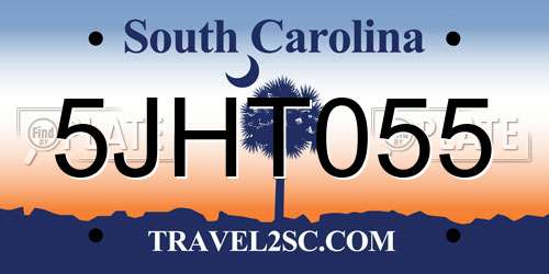 5JHT055 South Carolina License Plate