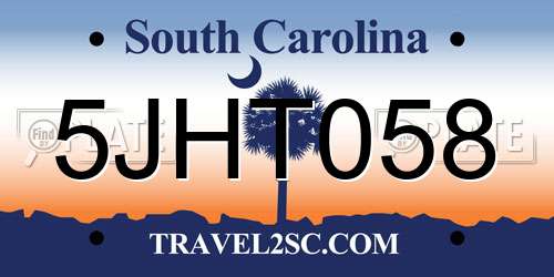 5JHT058 South Carolina License Plate