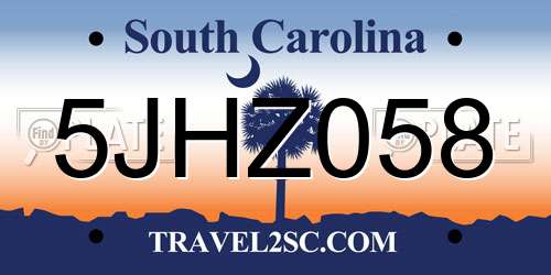 5JHZ058 South Carolina License Plate