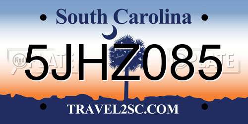5JHZ085 South Carolina License Plate