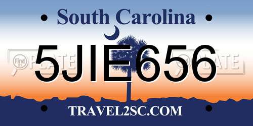 5JIE656 South Carolina License Plate
