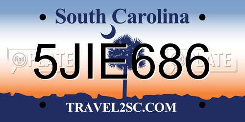 5JIE686 South Carolina License Plate