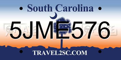 5JME576 South Carolina License Plate